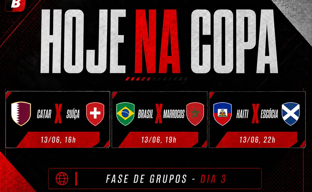 Brasil x Marrocos lidera o sábado da Copa do Mundo 2026; veja horários e onde assistir