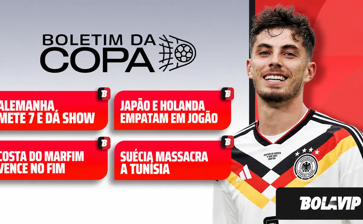 Alemanha massacra Curaçao, Japão e Holanda empatam, Costa do Marfim vence e Suécia goleia; veja resumos