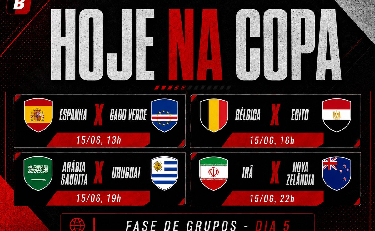 Espanha X Cabo Verde marcam a rodada da Copa do Mundo 2026; veja horários e onde assistir ao vivo