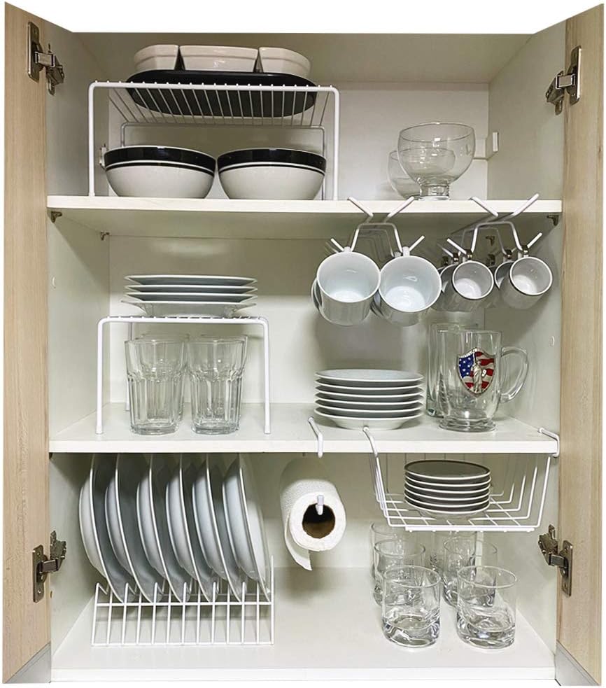 Descubra o Kit Organizador para Cozinha: Prateleira Aramada para Armazenar Xícaras e Pratos