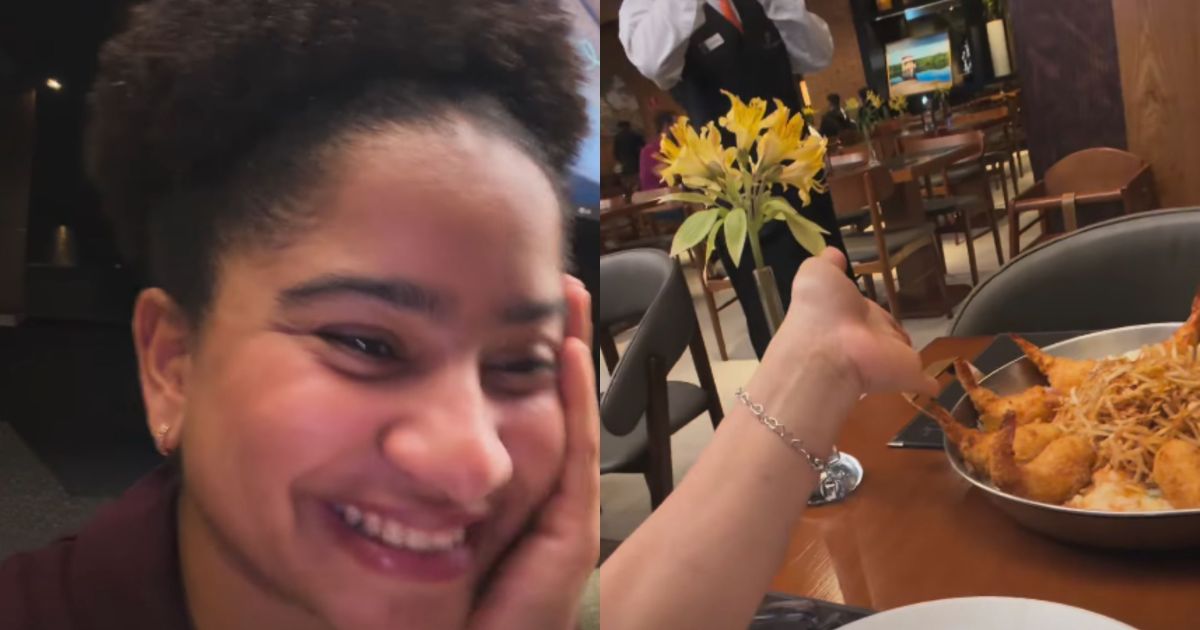 Ex-BBB Milena comemora após pagar o próprio prato em restaurante