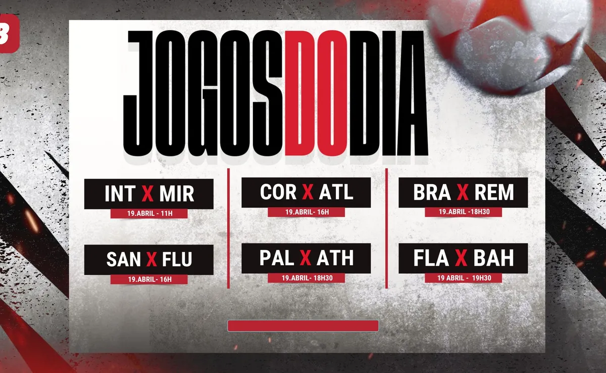 Agenda de jogos de hoje (19/04): horários e onde assistir futebol ao vivo neste domingo