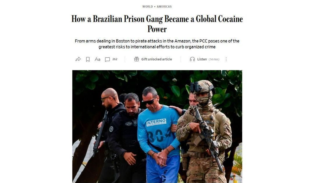 WSJ compara PCC a dimensão da máfia italiana e eficiência de multinacionais