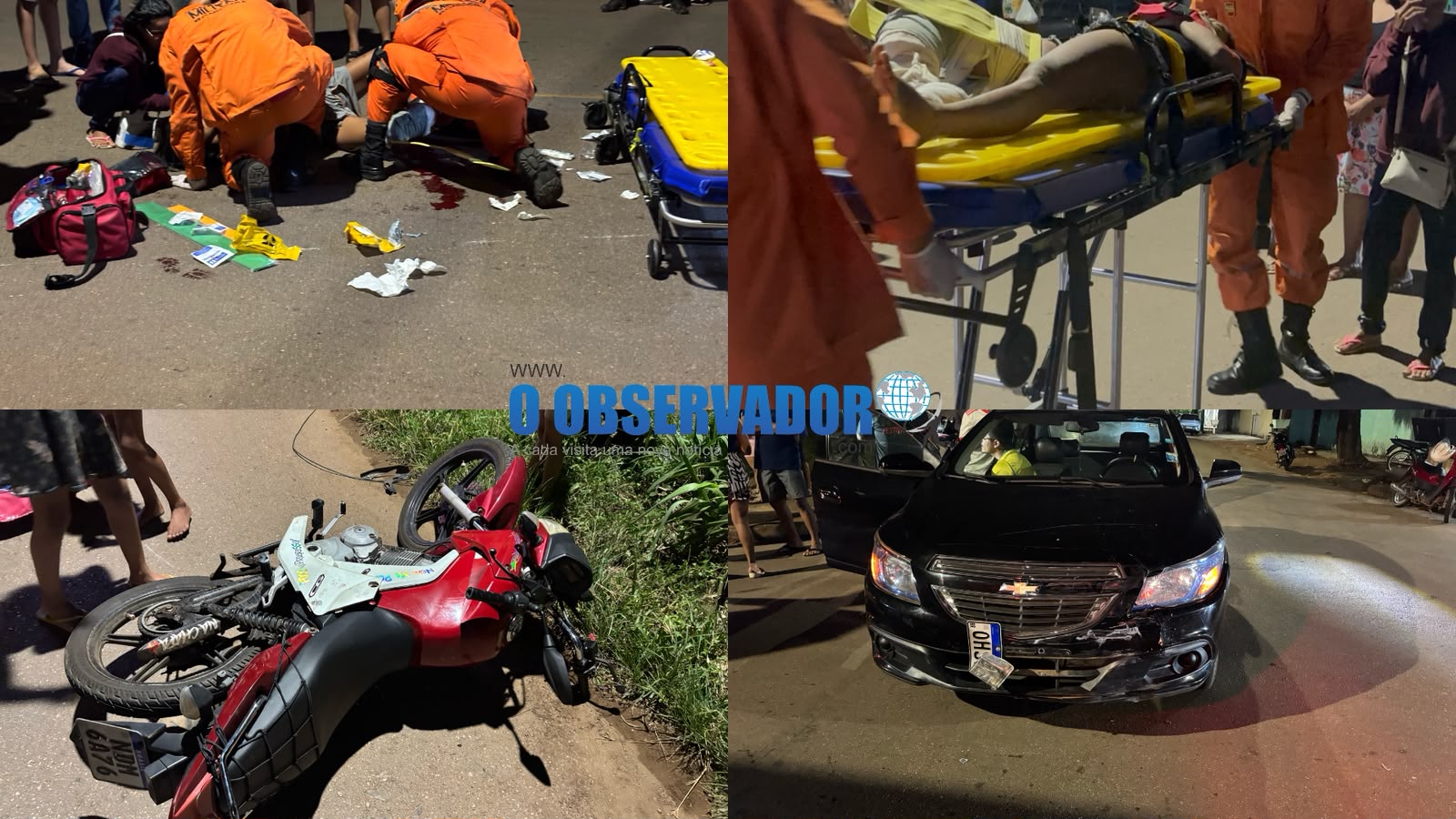 Motociclista fica ferido após carro avançar preferencial e causar acidente em Porto Velho