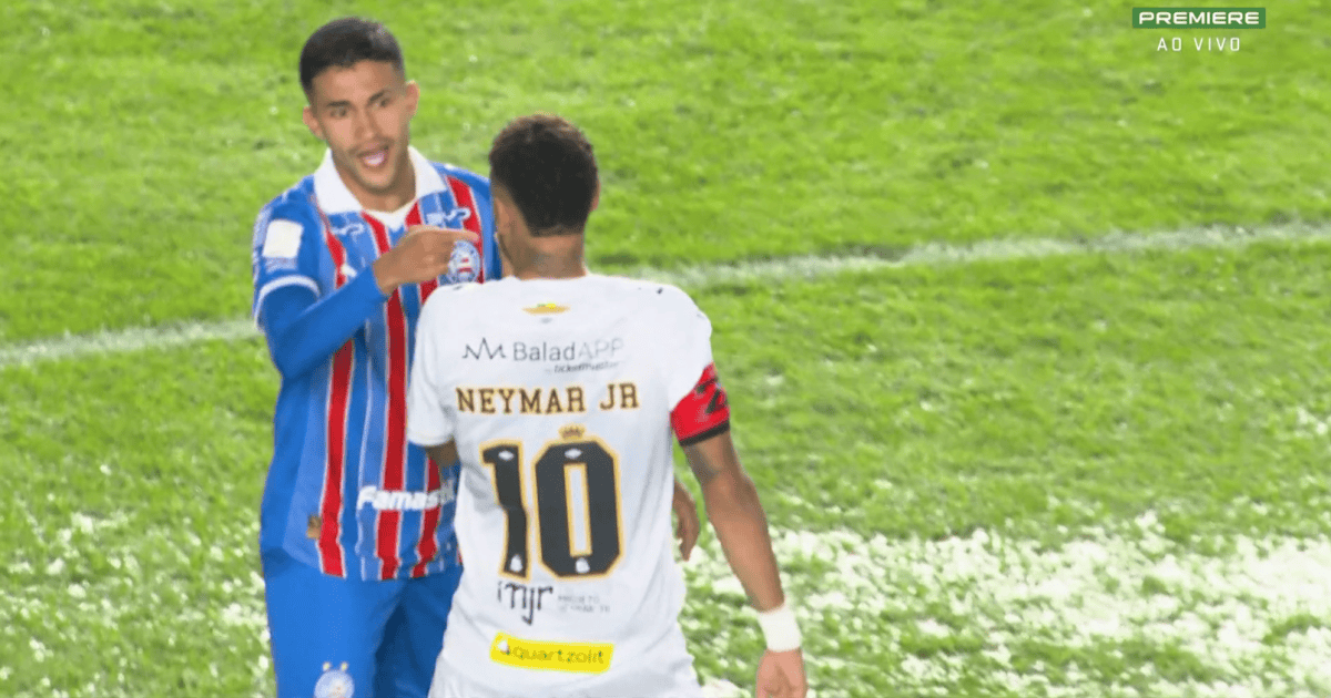 Neymar é expulso por Lei Vini Jr. e se descontrola em Santos x Bahia; veja