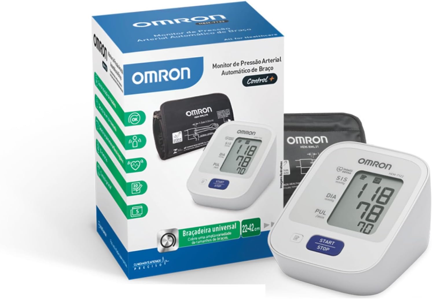 OMRON Control Plus HEM-7122: Monitor Digital de Pressão Arterial para Medições Precisas