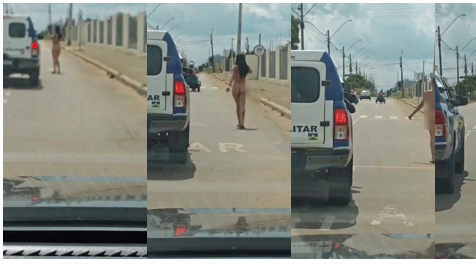 Cena inusitada: mulher corre nua pelas ruas de Ariquemes e dá trabalho à Polícia